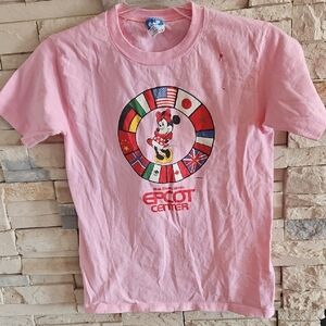 Rare Pink Minnie Mouse 1980's Disney World Epcot Center Tee Shirt.